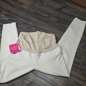 Isabel Maternity by Ingrid & Isabel Skinny Jeans Crossover Panel Cream Size 10